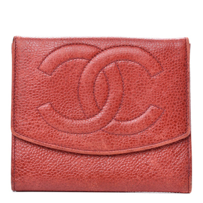 Chanel Caviar Timeless CC Compact French Wallet Red 1 of 9