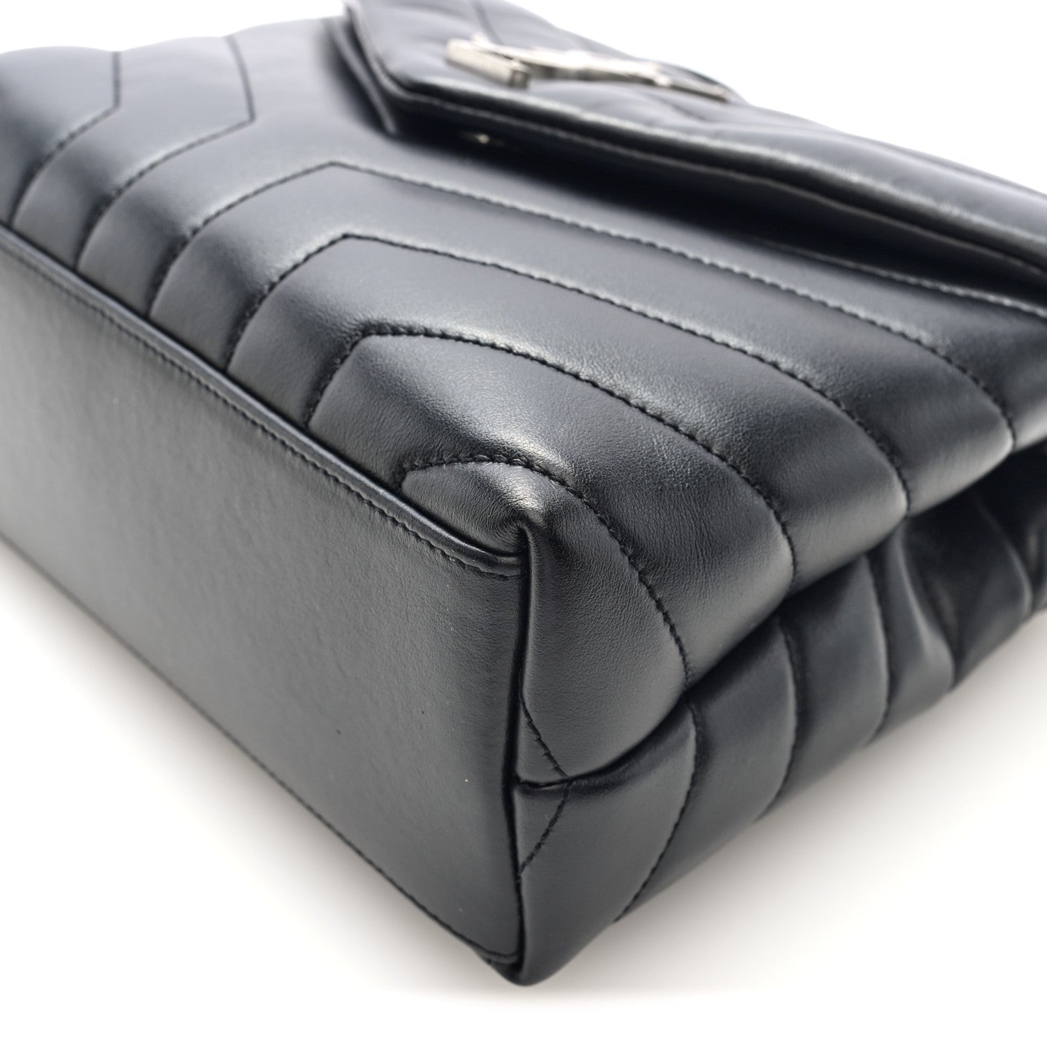 Saint Laurent Calfskin Y Quilted Monogram Small Loulou Chain Satchel Black 17 of 17