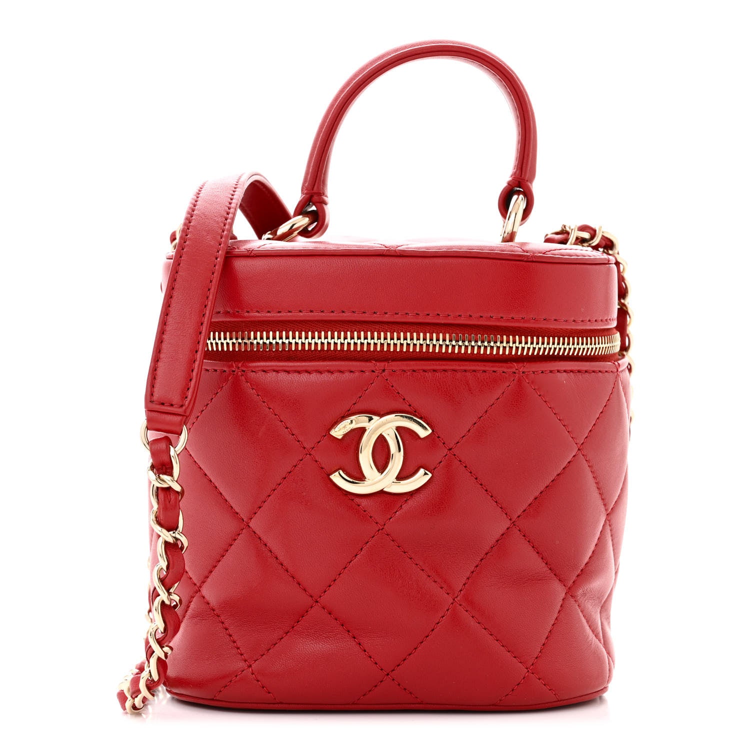 Chanel Lambskin Quilted Trendy Vanity Case Red 1 of 11