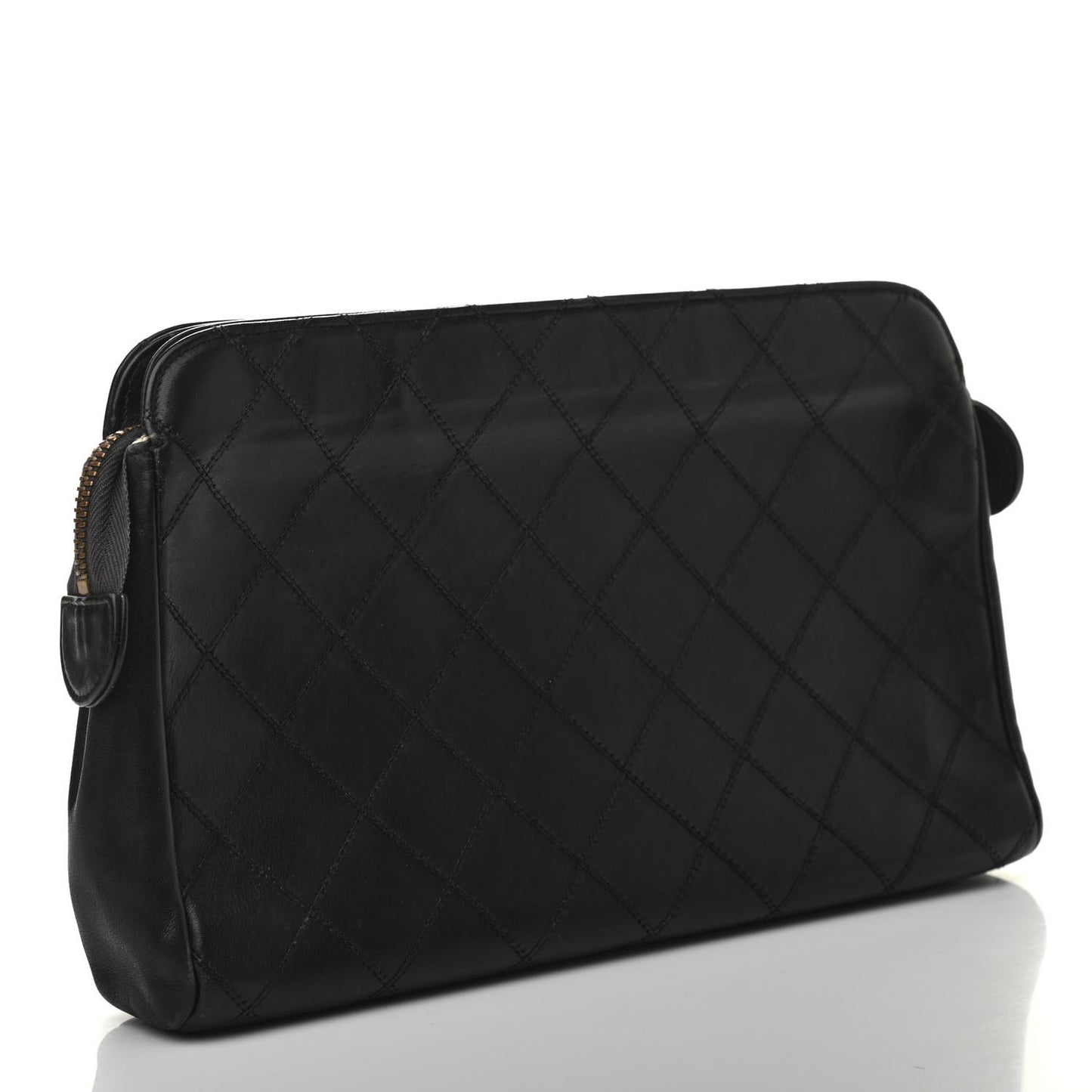 Lambskin Quilted Cosmetic Case Black