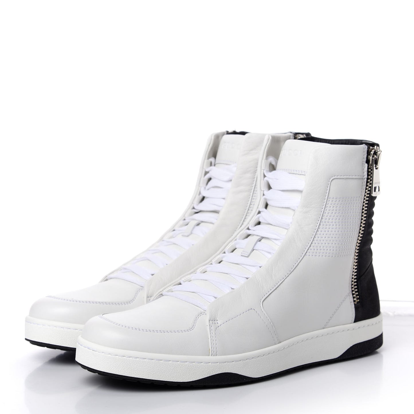 Calfskin Mens High Top Sneakers 9 White
