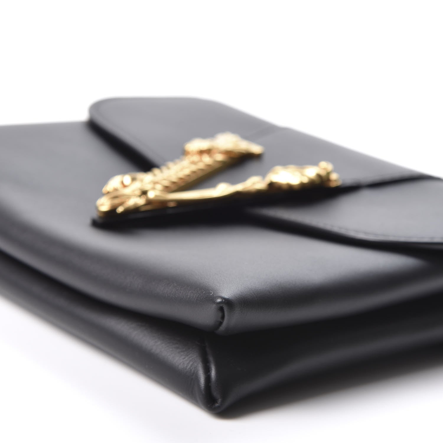 Versace Vitello Virtus Chain Clutch Black 6 of 8