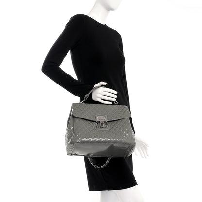 Chanel Glazed Calfskin Mademoiselle Lock Kelly Flap Bag Grey 3 of 16