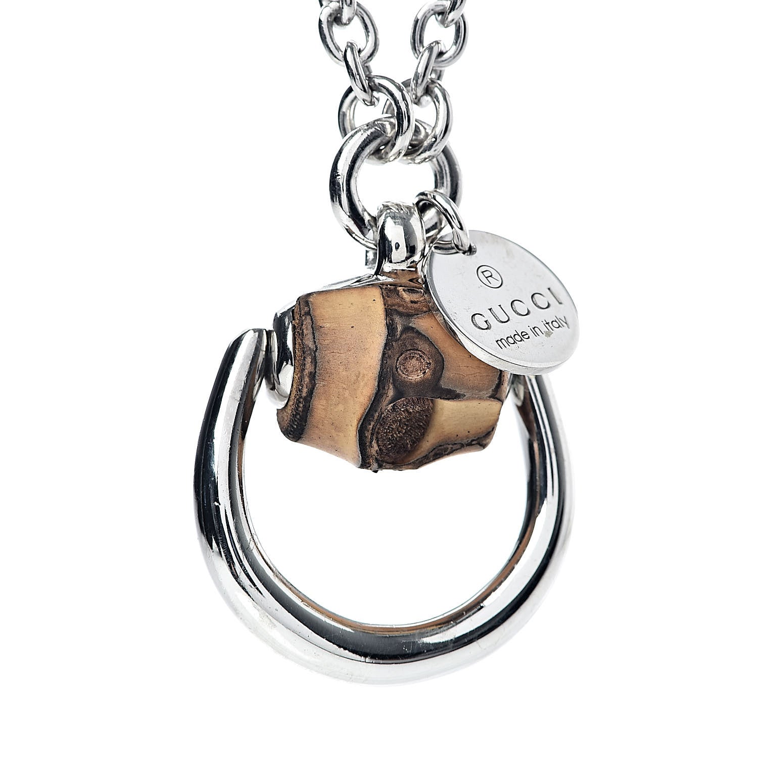 Gucci Sterling Silver Bamboo Horsebit Pendant Necklace 4 of 7
