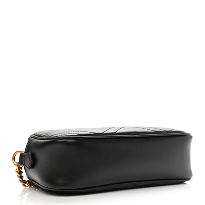 Gucci Calfskin Matelasse Small GG Marmont Chain Shoulder Bag Black 5 of 11