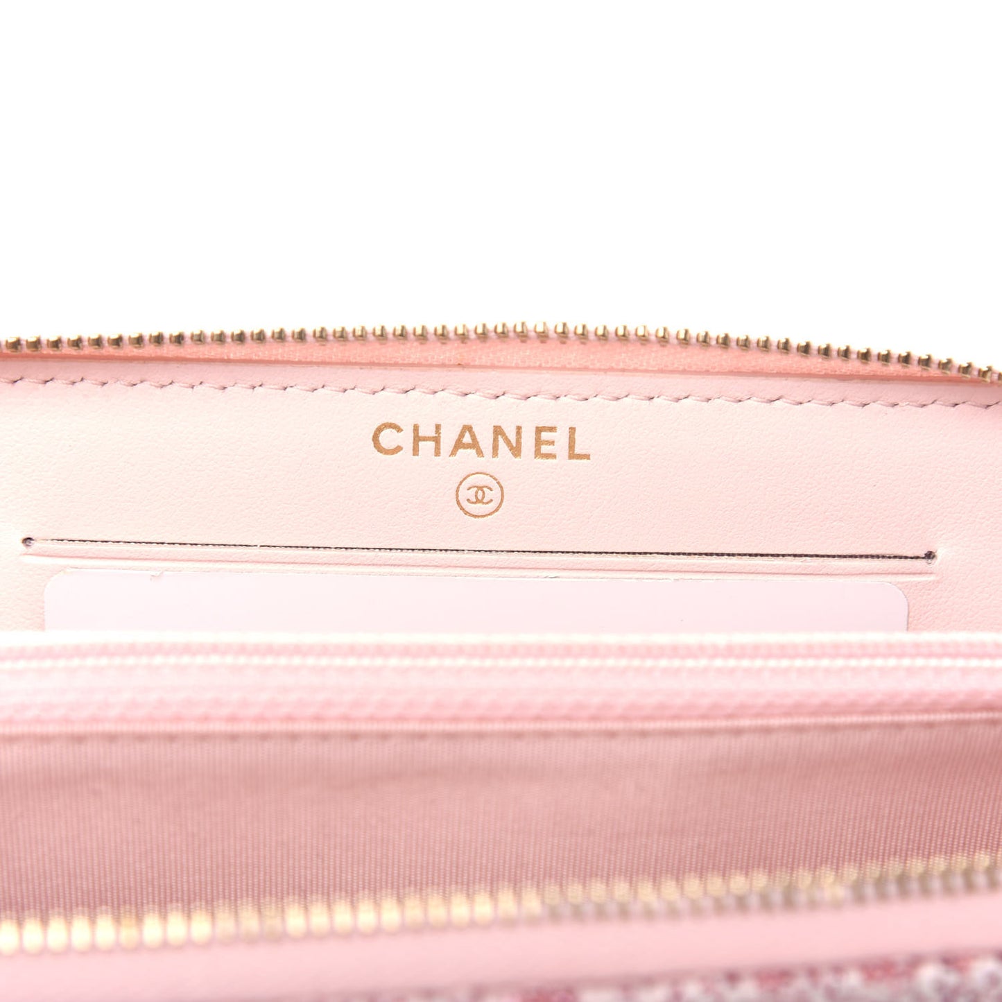 Lurex Canvas Deauville Medium Zip Around Wallet Pink