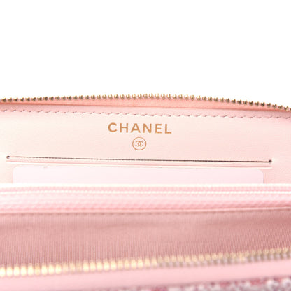 Chanel Lurex Canvas Deauville Medium Zip Around Wallet Pink 6 of 9