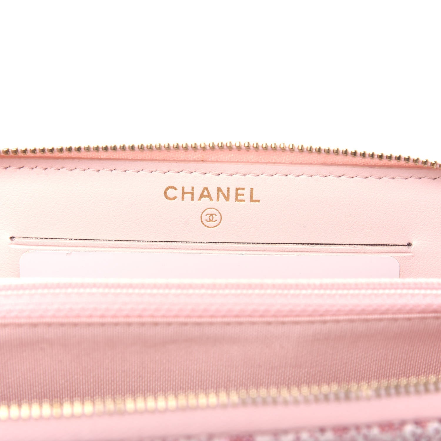 Chanel Lurex Canvas Deauville Medium Zip Around Wallet Pink 6 of 9