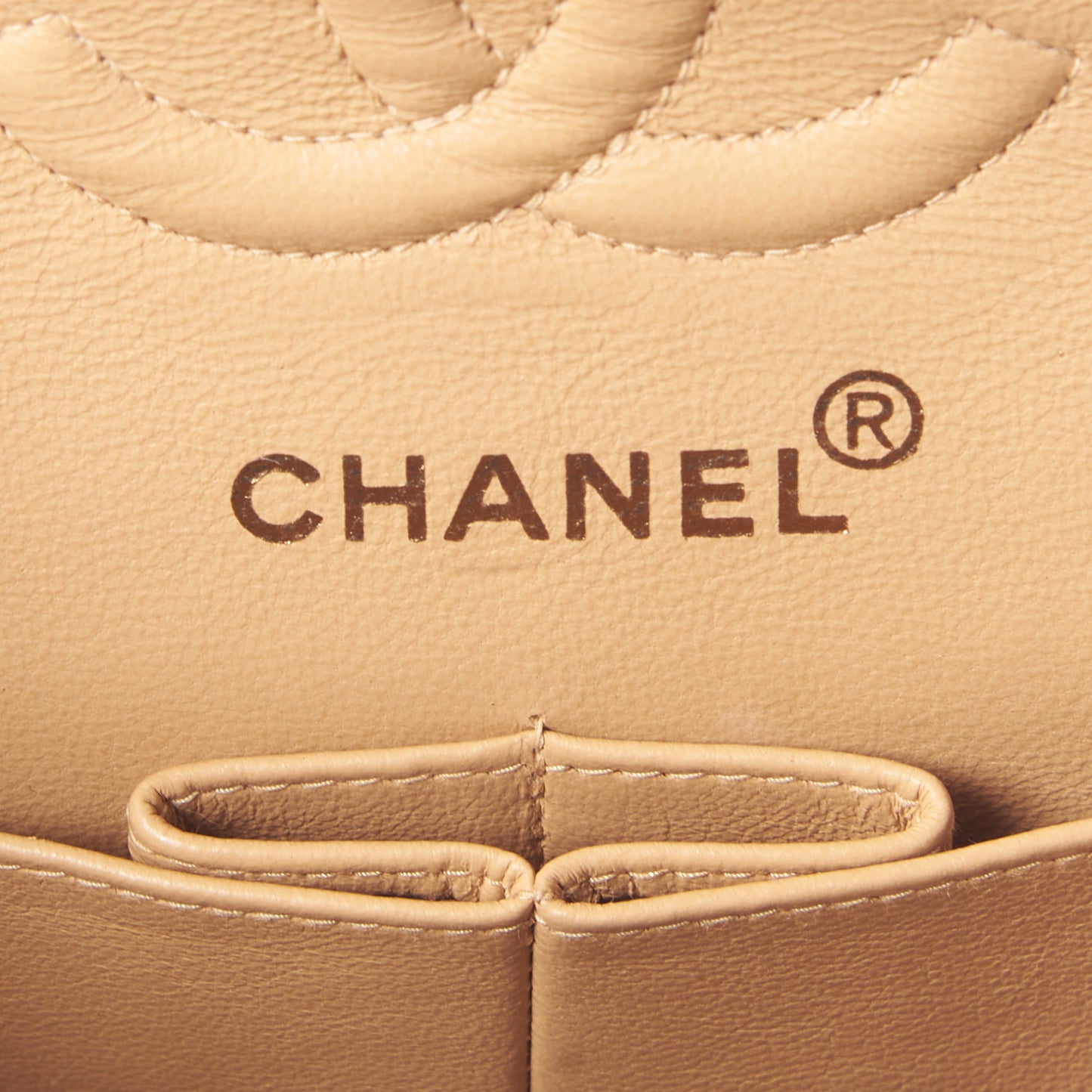 Lambskin Quilted Small Double Flap Beige