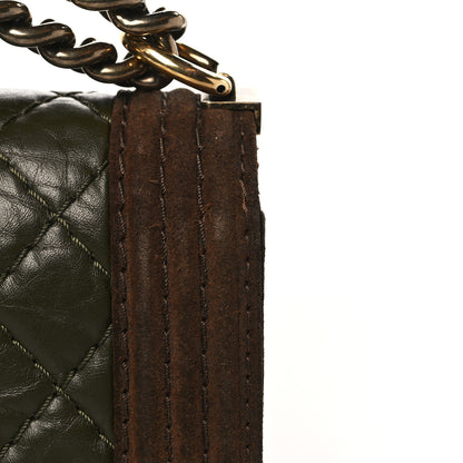 Chanel Aged Calfskin Nubuck Quilted Medium Boy Flap Brown Green 10 of 12