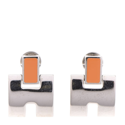 Hermes Palladium Lacquer Eileen Earrings Orange 1 of 4