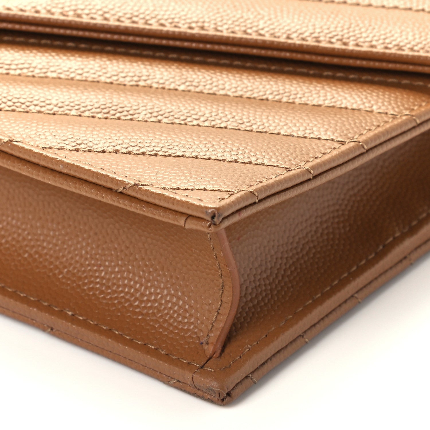 Saint Laurent Grain De Poudre Matelasse Chevron Monogram Envelope Chain Wallet Natural Dark 11 of 11