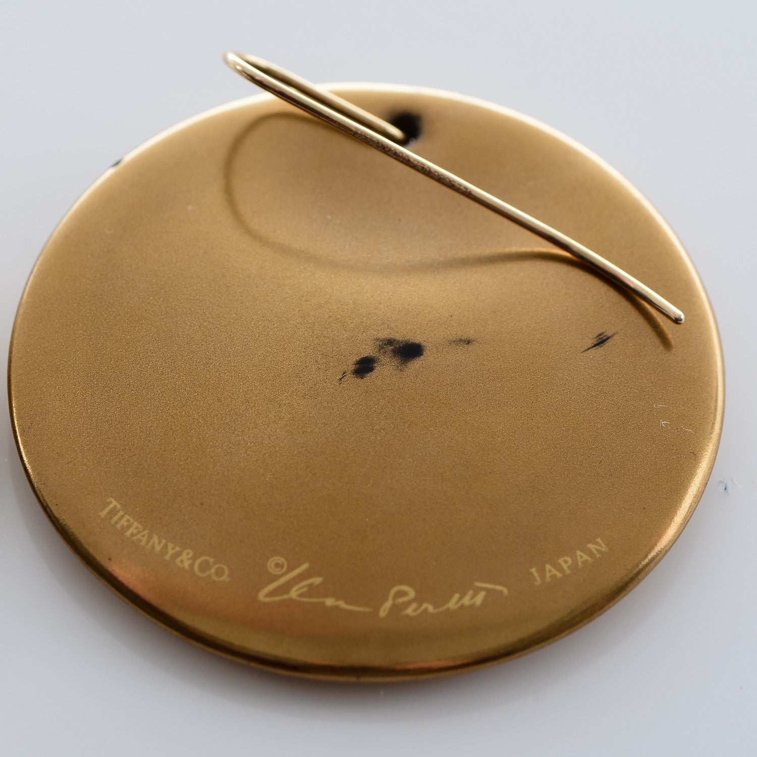 Tiffany Lacquered Japanese Hardwood Elsa Peretti Round Drop Earrings Gold 4 of 6