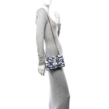 Saint Laurent Canvas Small Monogram Hibiscus Print Kate Satchel Blue 2 of 11