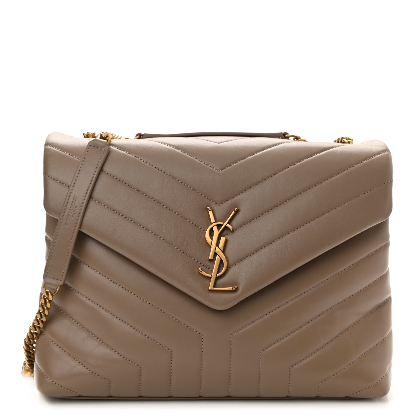 Calfskin Y Quilted Monogram Medium Loulou Chain Satchel Dark Latte