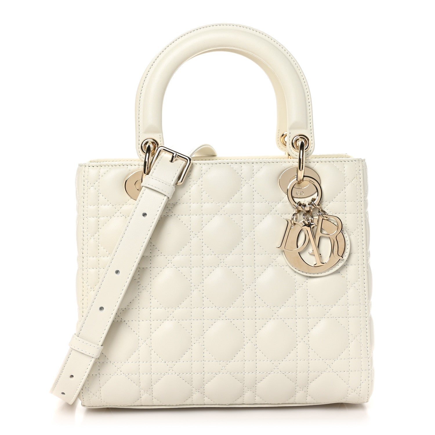 Christian Dior Lambskin Cannage Medium Lady Dior Ivory 1 of 10