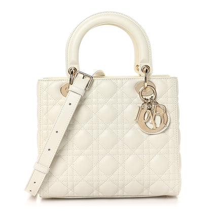 Christian Dior Lambskin Cannage Medium Lady Dior Ivory 1 of 10