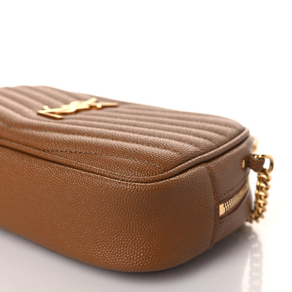 Saint Laurent Grain De Poudre Matelasse Monogram Mini Lou Camera Bag Dark Natural 9 of 10