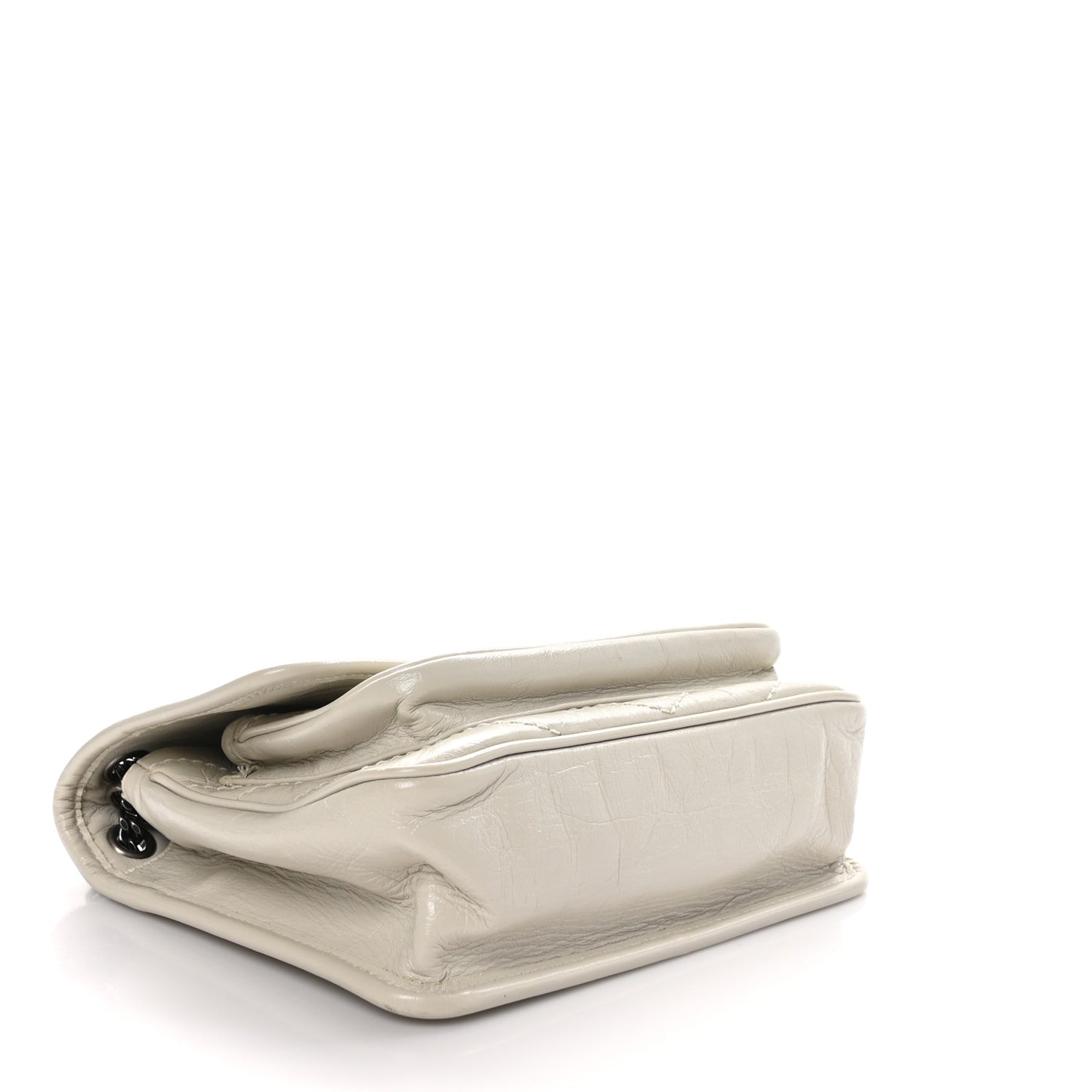 Crinkled Calfskin Matelasse Monogram Baby Niki Chain Satchel Ivory