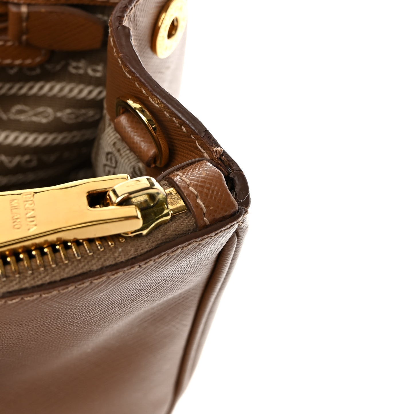 Saffiano Small Galleria Double Zip Tote Caramel