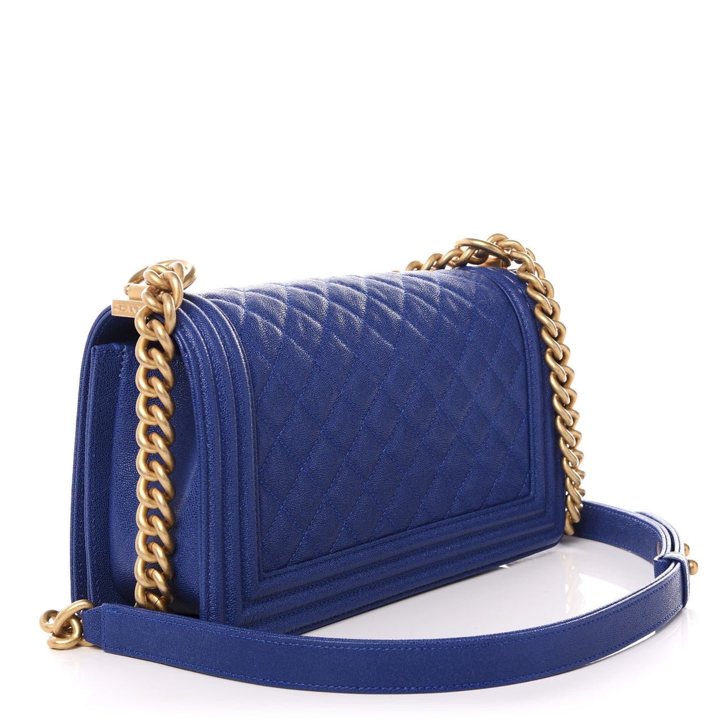Caviar Quilted Medium Boy Flap Blue