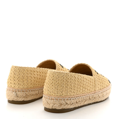 Chanel Braided Fabric Lambskin CC Espadrilles 38 Beige Black 4 of 9