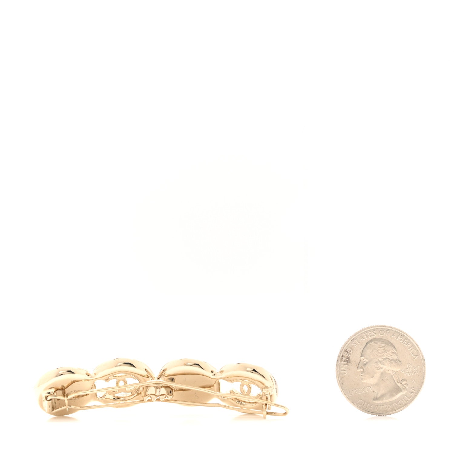 Chanel Pearl Coco Hair Clip Barrette Gold 2 of 4