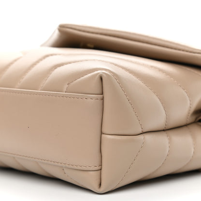 Saint Laurent Calfskin Y Quilted Monogram Toy Loulou Crossbody Bag Dark Beige 9 of 10