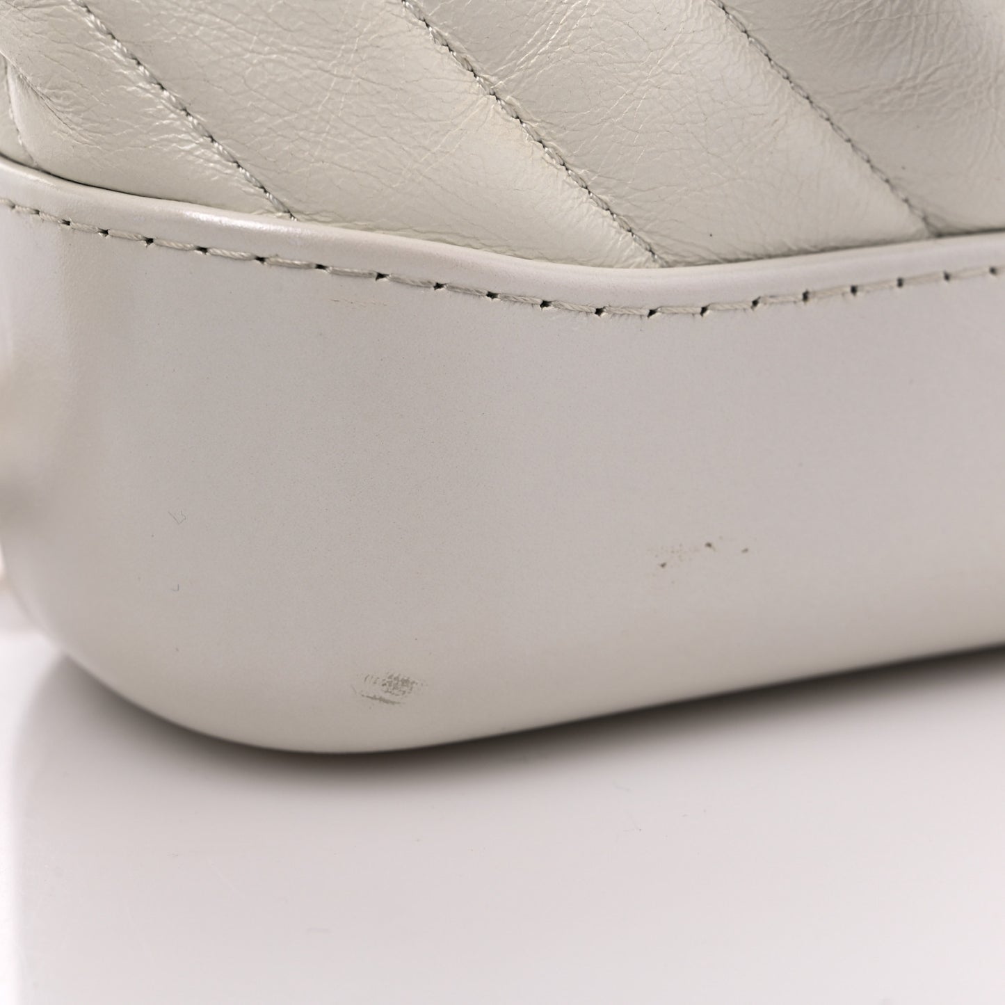 Aged Calfskin Chevron Quilted Small Gabrielle Hobo White