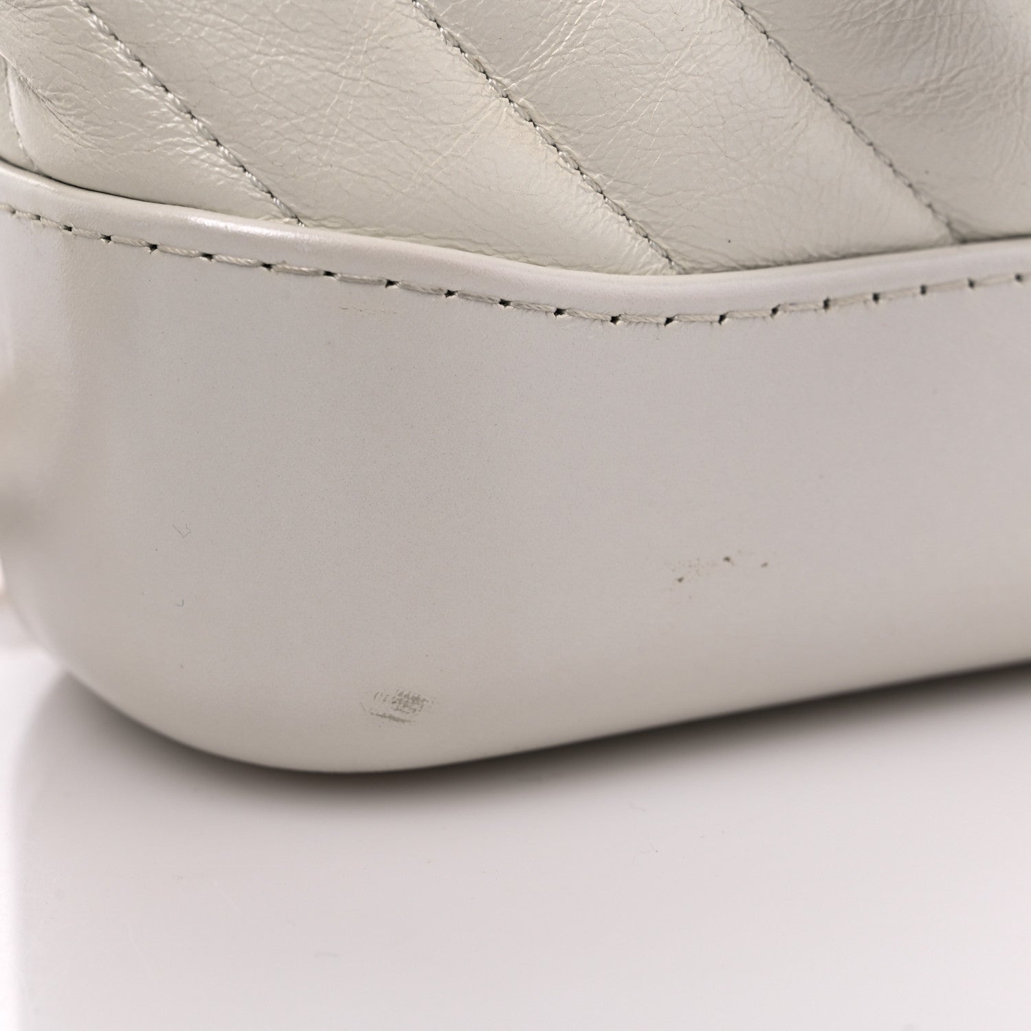 Chanel Aged Calfskin Chevron Quilted Small Gabrielle Hobo White 16 of 17