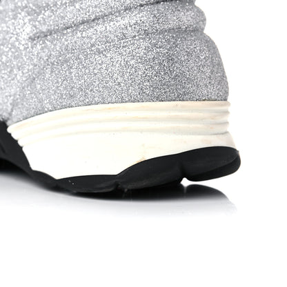 Chanel Glitter Stretch Fabric CC Sneakers 36.5 Black Silver 12 of 16