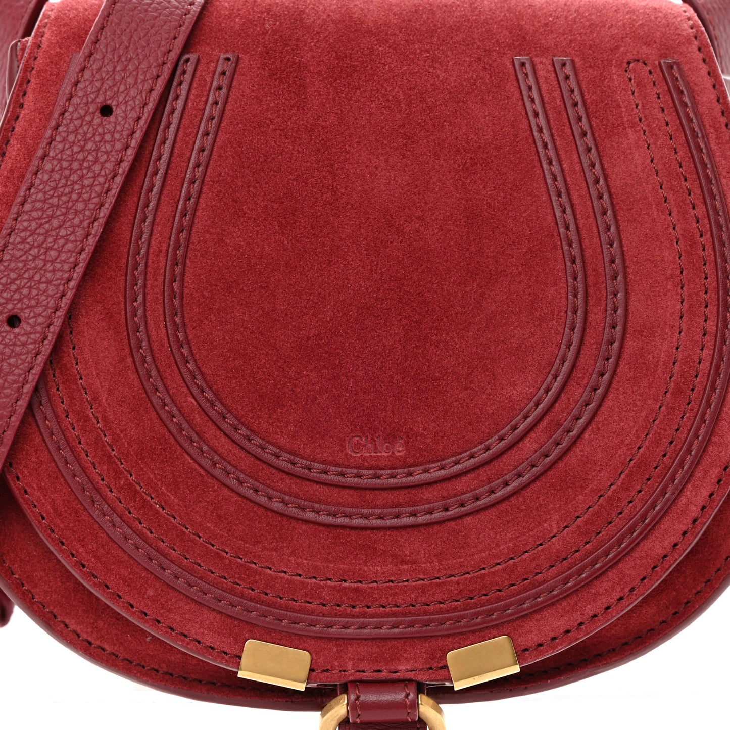Suede Small Marcie Saddle Bag Dark Ruby