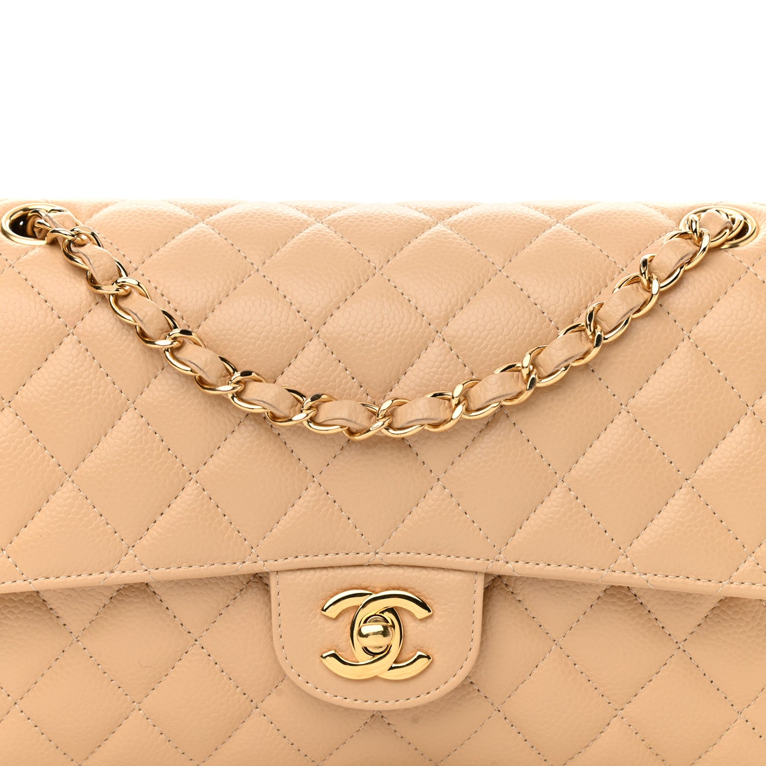 Chanel Caviar Quilted Medium Double Flap Beige 8 of 12