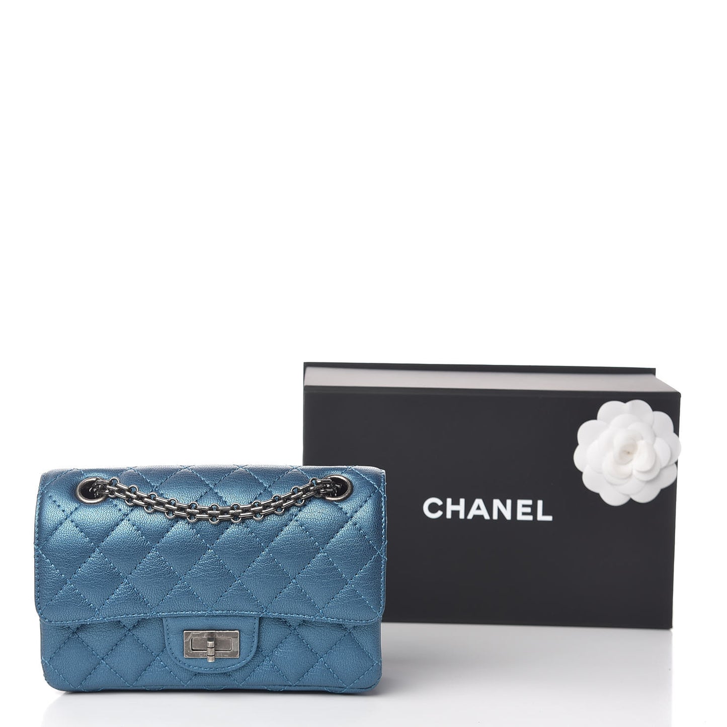 Metallic Sheepskin Quilted 2.55 Reissue Mini Flap Blue
