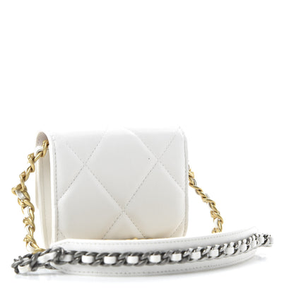Chanel Lambskin Quilted 19 Flap Coin Purse With Chain White 3 of 12
