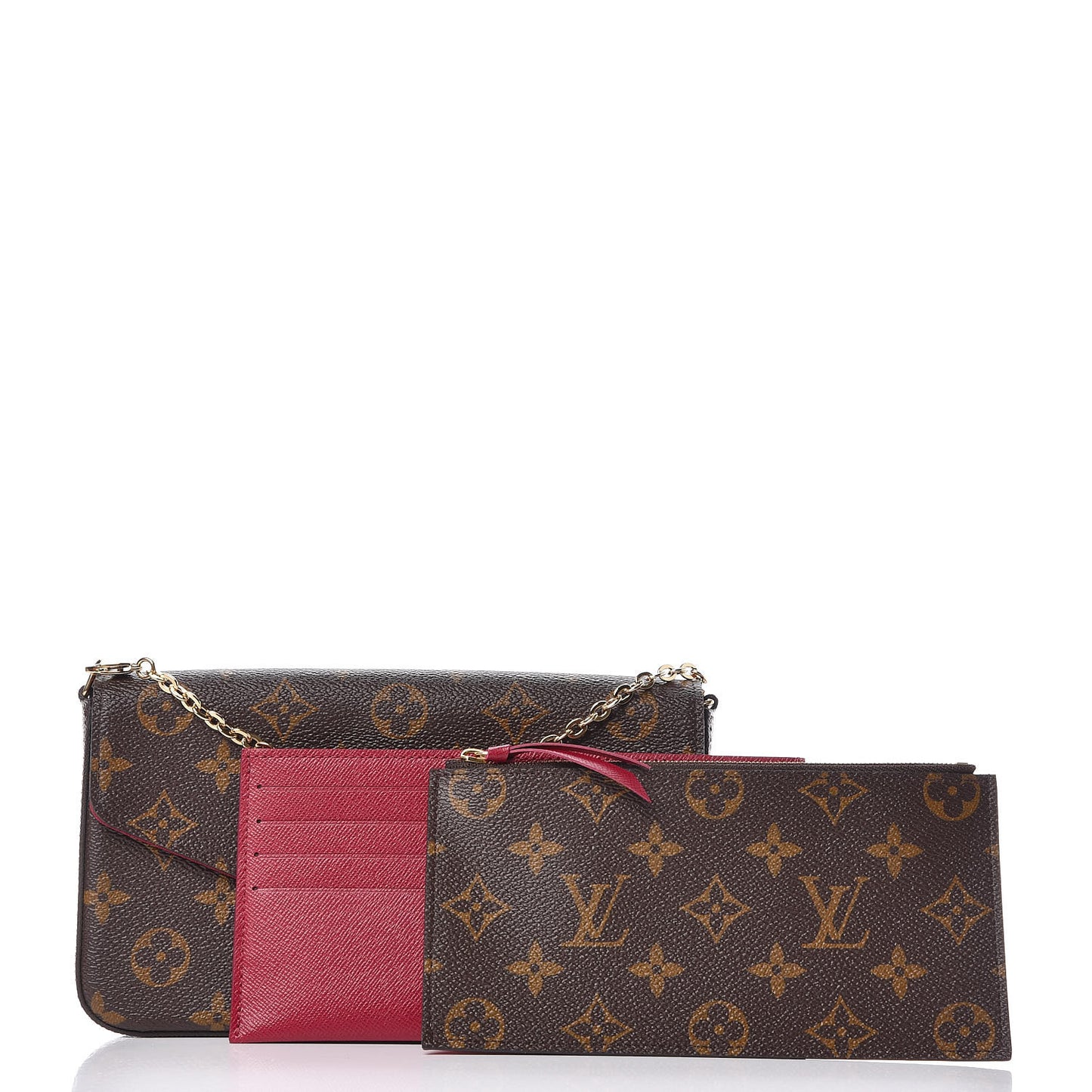 Monogram Pochette Felicie Chain Wallet Fuchsia