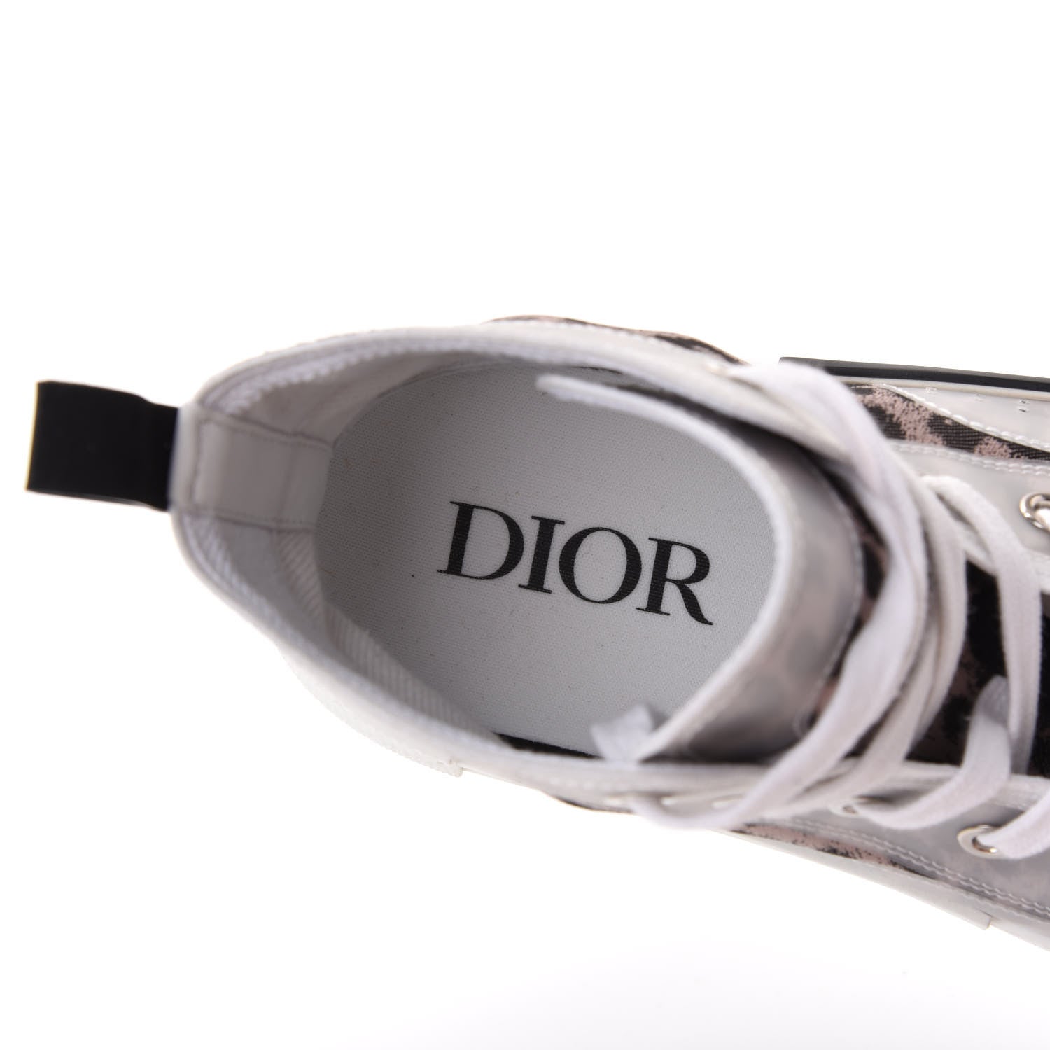 Christian Dior Canvas Leopard Print Mens B23 High Top Sneakers 40 White 7 of 9
