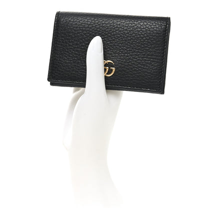 Gucci Pebbled Calfskin GG Marmont Card Case Black 2 of 8