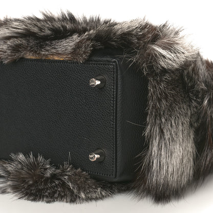 Christian Louboutin Calfskin Empire Fox Fur Small Eloise Tote Silver Black 9 of 9