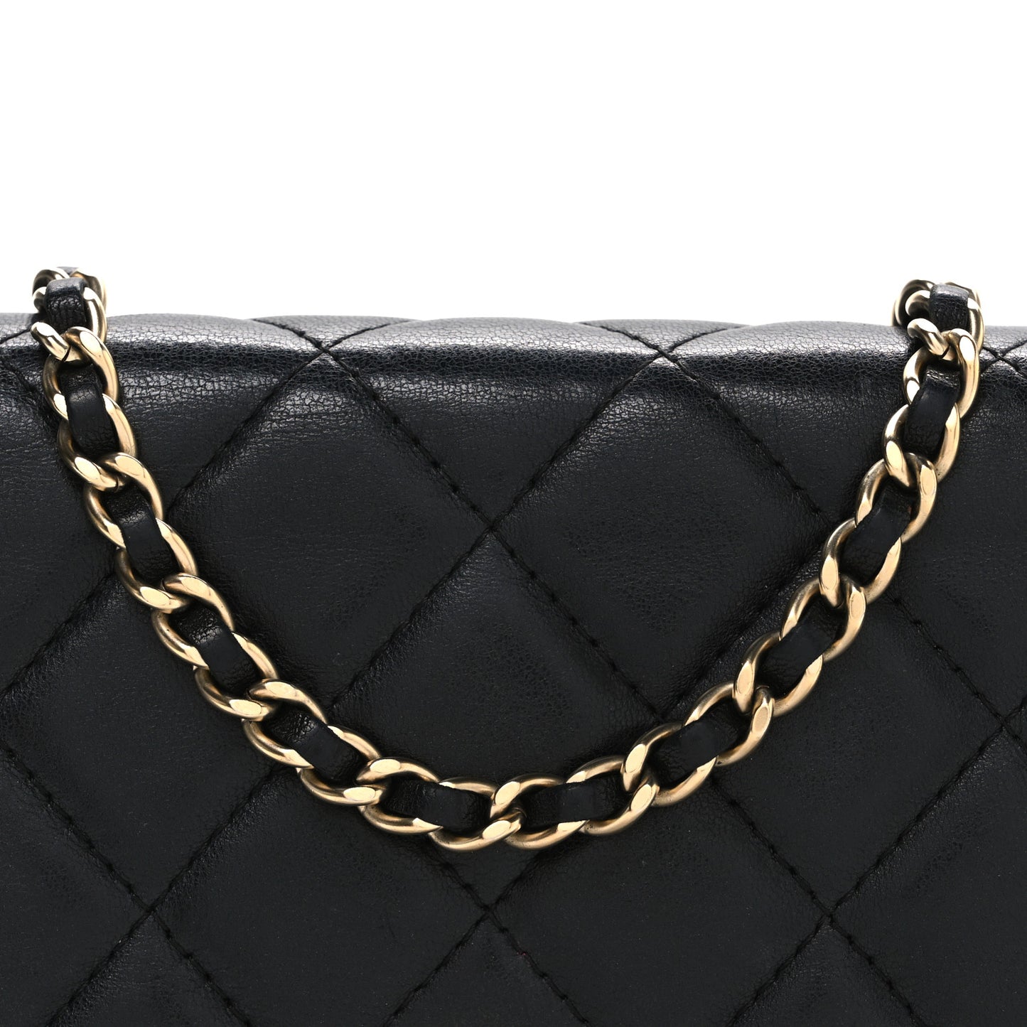 Lambskin Quilted Wallet On Chain WOC Black