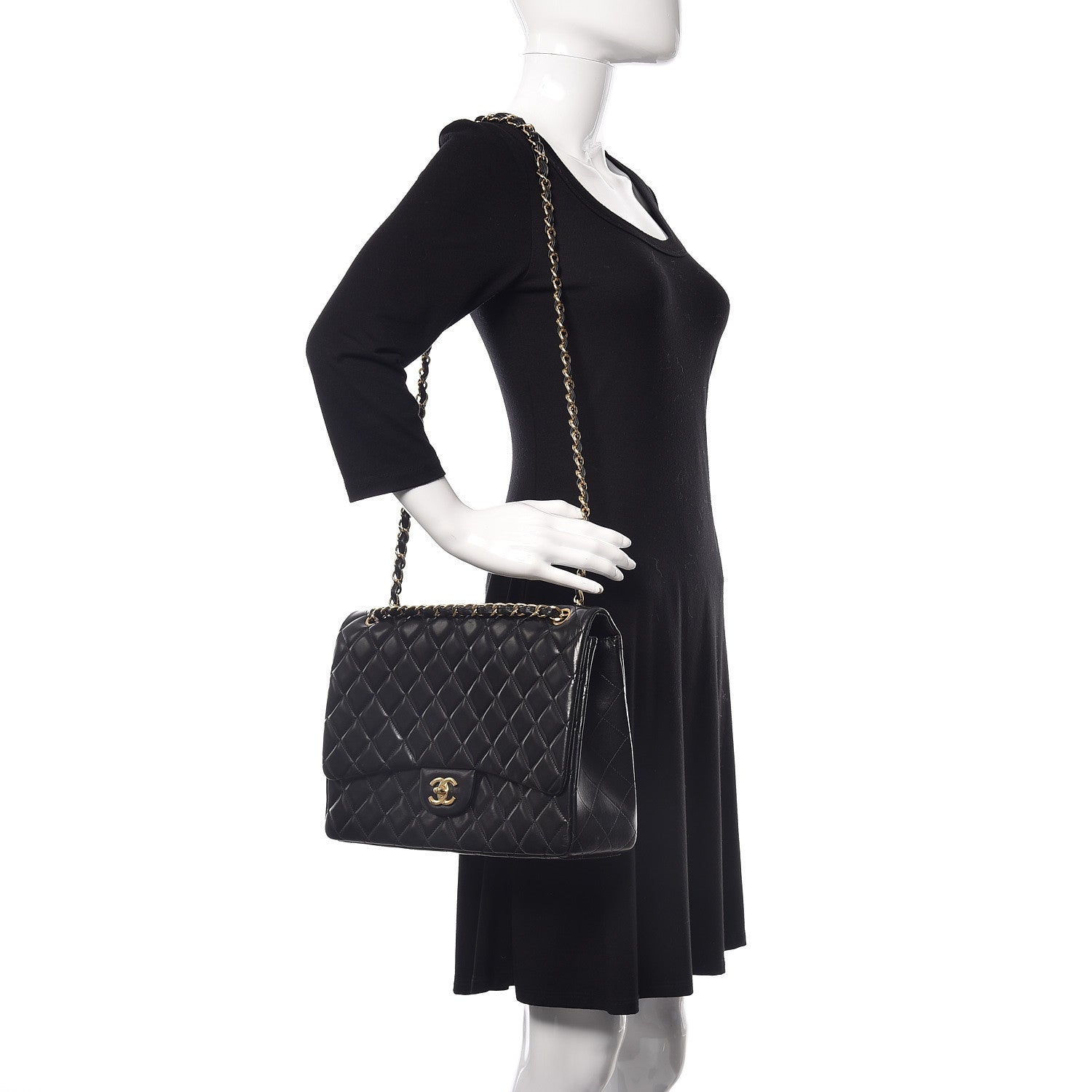 Chanel Lambskin Quilted Maxi Single Flap Black 3 of 14