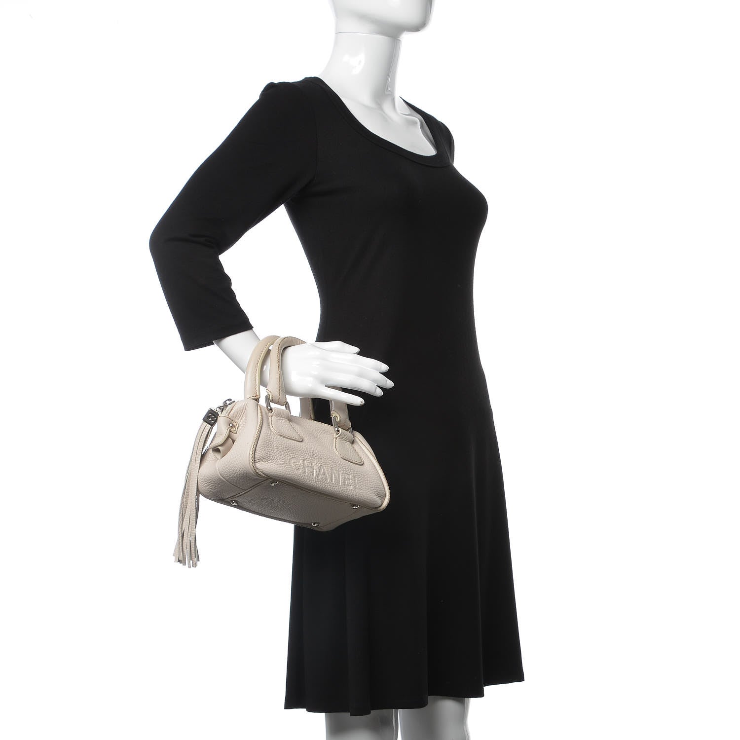 Chanel Calfskin Small Tassel Bowler White 2 of 16
