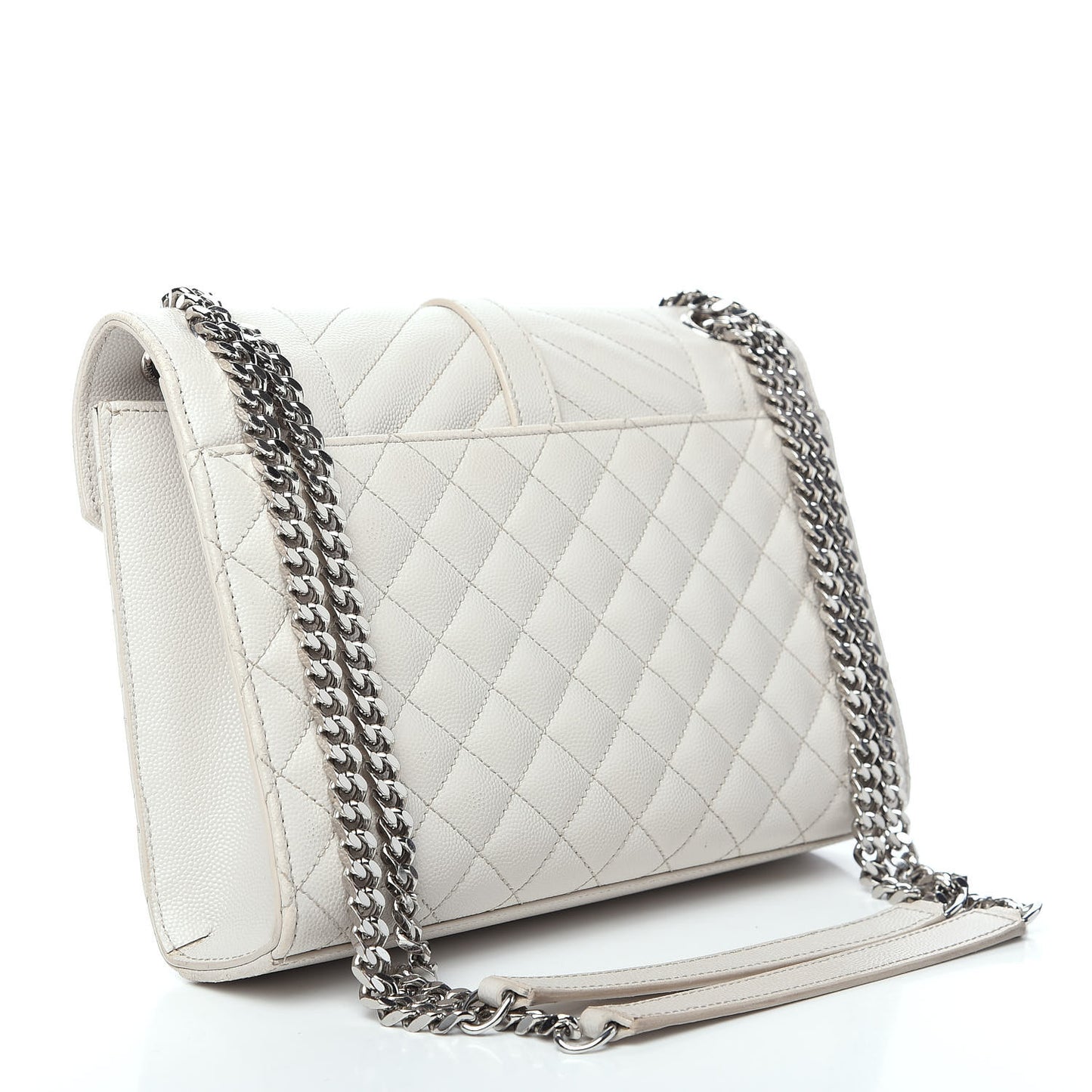 Grain De Poudre Textured Mixed Matelasse Medium Triquilt Monogram Satchel Porcellana