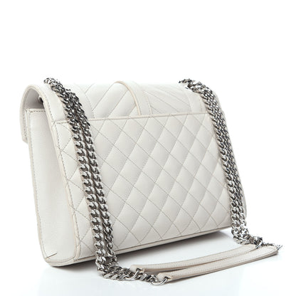 Saint Laurent Grain De Poudre Textured Mixed Matelasse Medium Triquilt Monogram Satchel Porcellana 2 of 14