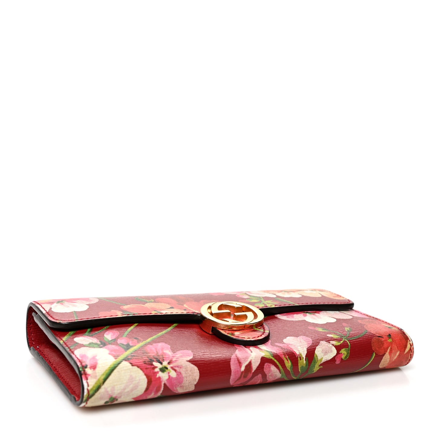Shangai Calfskin Blooms Print Icon Continental Wallet Romantic Cerise Multicolor