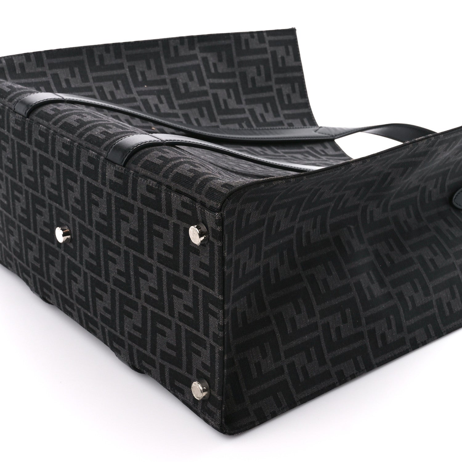 Fendi Recycled Fabric Jacquard Vitello Astro FF 1974 Shopping Tote Asfalto Black 10 of 10