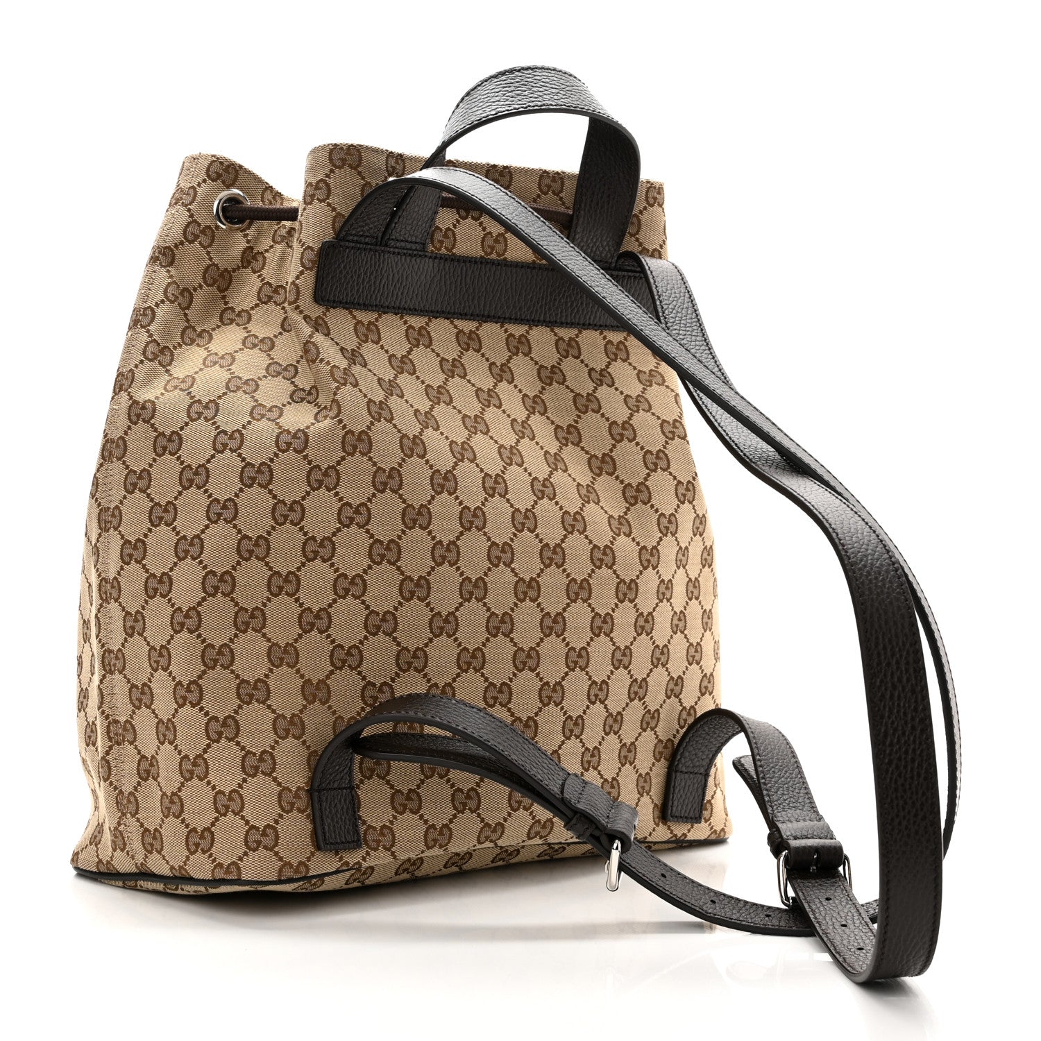 Gucci Monogram Dollar Calfskin O Drawstring Backpack Beige Ebony Testa di Moro Dark Chocolate 3 of 9