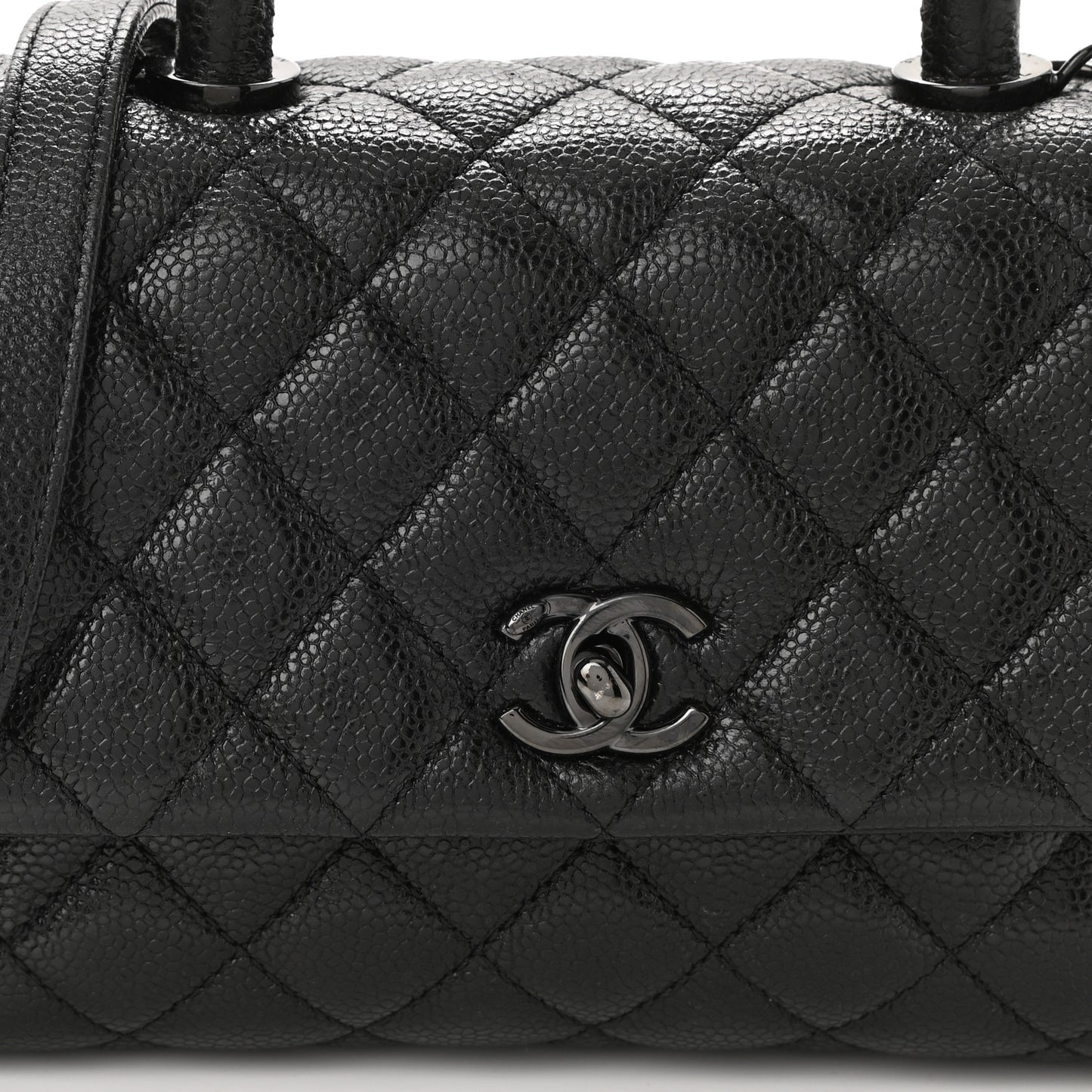 Caviar Quilted Mini Coco Handle Flap So Black