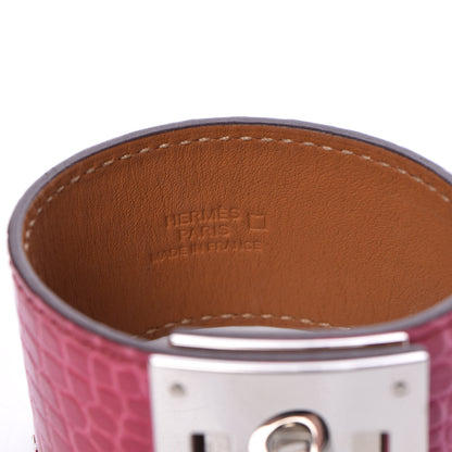 Hermes Shiny Alligator Kelly Dog Cuff Fuchsia 4 of 6