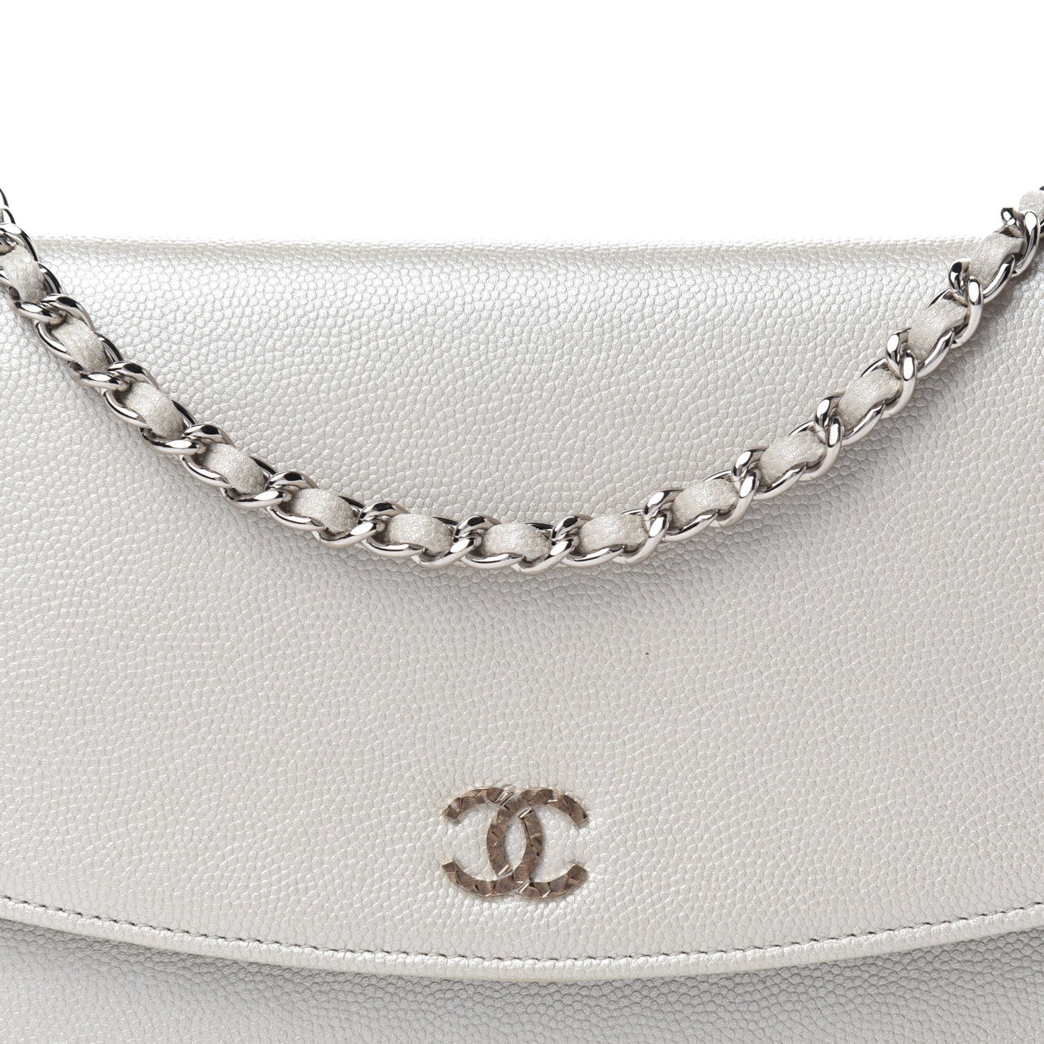 Chanel Caviar Sevruga Wallet on Chain WOC Silver 14 of 15